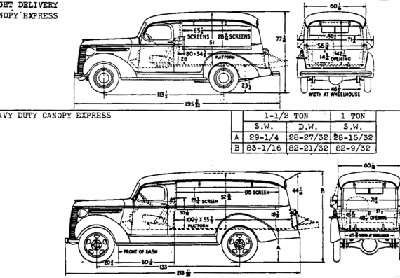 Chevrolet [14] (1939) - Шевроле - чертежи, габариты, рисунки автомобиля